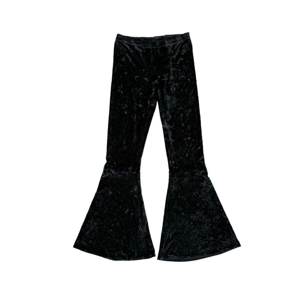 Vintage 90s Contempo Casuals Black Velour Flare Pants Bell Bottoms Small